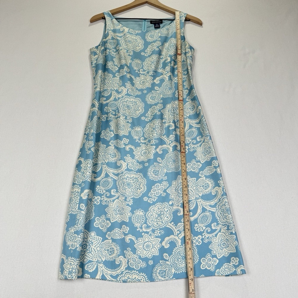Vtg Ann Taylor Dress Womens 4 Blue Floral Silk Preppy Classic Feminine Church - Picture 12 of 16
